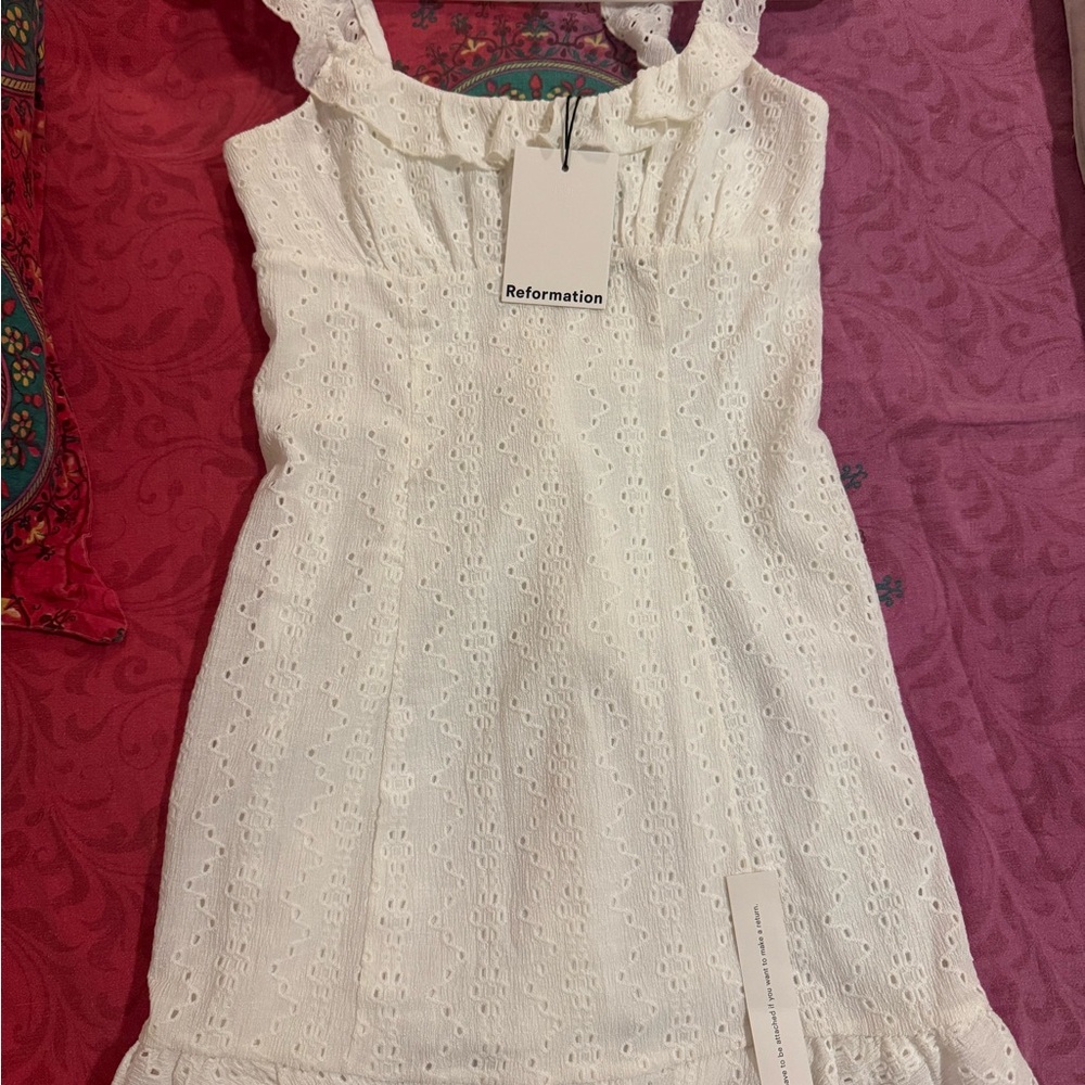 Reformation White Eyelet Mini Dress - Picture 1 of 9